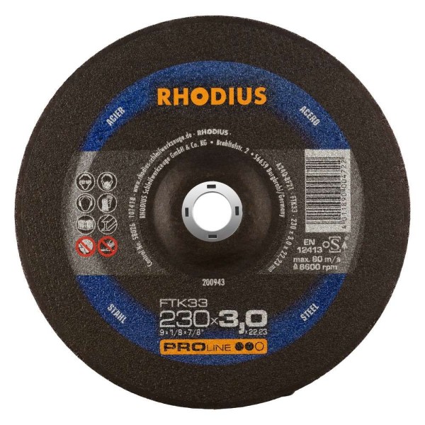 Disco de Corte RHODIUS FTK33 – Ø230 x 3,0 mm (Caja 25 uds.)