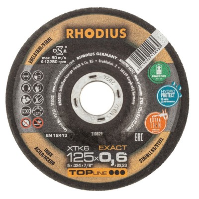 Disco Corte RHODIUS XTK6 EXACT Ø125x0,6 mm (Caja 50 uds.)